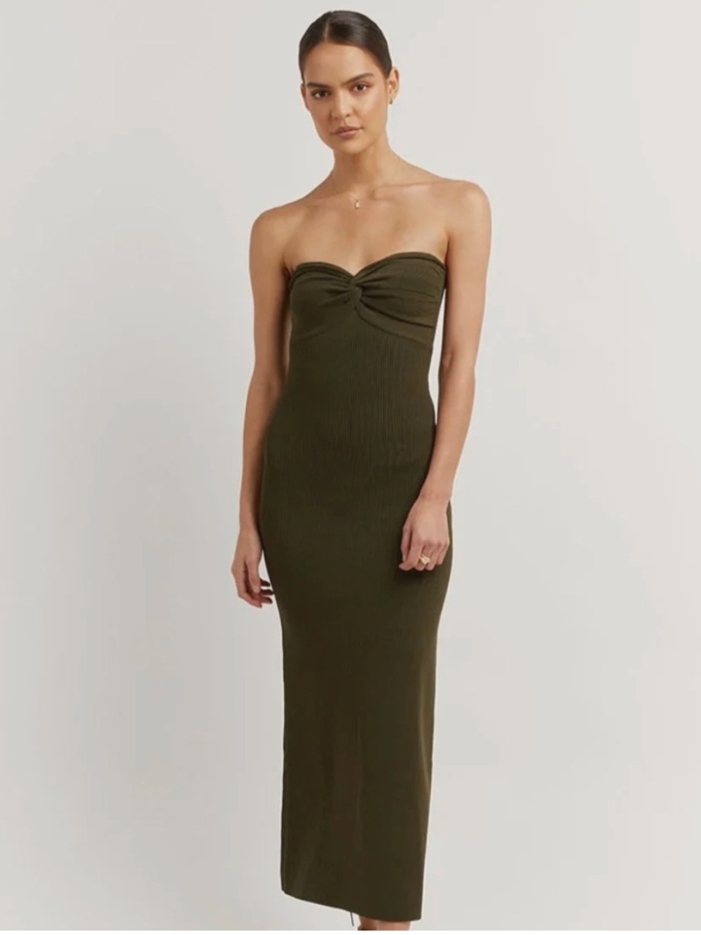 NWT DISSH Anika Knit Midi Dress in Olive